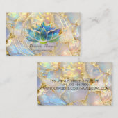 Glitter Lotus Circles Opal Stone Business Card Visitekaartje (Voorkant / Achterkant)