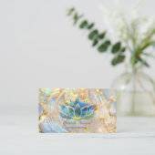 Glitter Lotus Circles Opal Stone Business Card Visitekaartje (Staand voorkant)