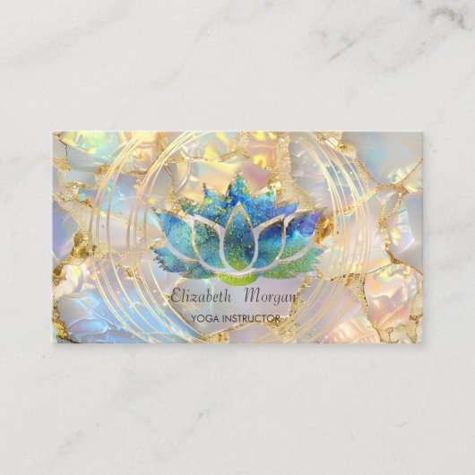 Glitter Lotus Circles Opal Stone Business Card Visitekaartje (Voorkant)