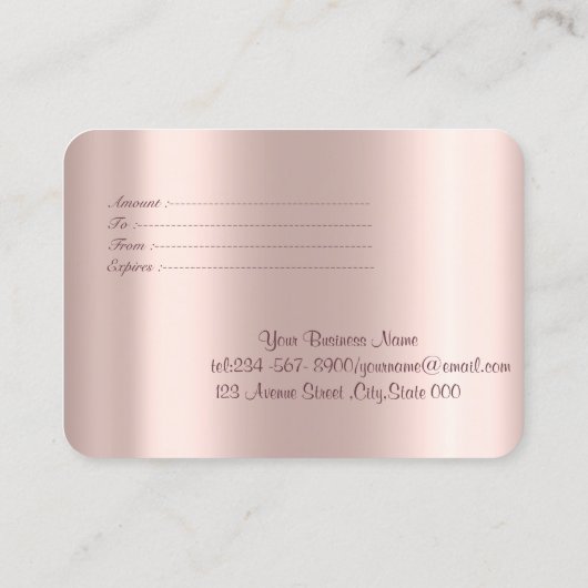 Glitter Lotus, Confetti, Roos Gold Kortingskaartje (Achterkant)