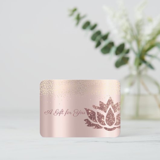 Glitter Lotus, Confetti, Roos Gold Kortingskaartje (Staand voorkant)