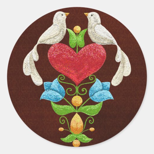 Glitter Lovebirds Ronde Sticker (Voorkant)