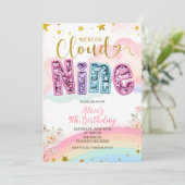 Glitter lovertje pastel cloud nine verjaardag kaart (Staand voorkant)