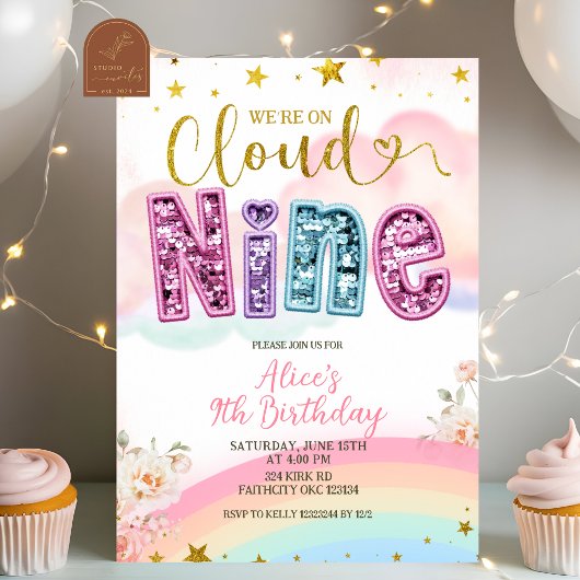 Glitter lovertje pastel cloud nine verjaardag kaart