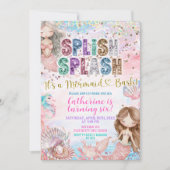 Glitter Lovertje Splish Splash zeemeisjesfeest uit Kaart (Voorkant)