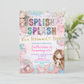 Glitter Lovertje Splish Splash zeemeisjesfeest uit Kaart (Staand voorkant)