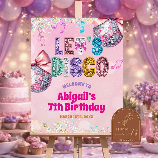 Glitter Lovertjes Disco Verjaardagsfeest Welkomstb Poster