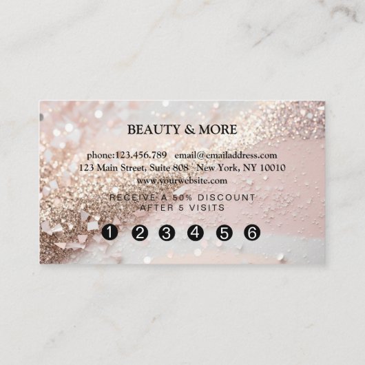 Glitter Loyalty Map 5 Nails Lashes Beauty Visitekaartje (Achterkant)