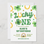 Glitter Lucky One St Patrick First Birthday Kaart (Voorkant)