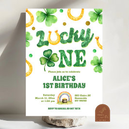 Glitter Lucky One St Patrick First Birthday Kaart