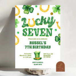 Glitter Lucky Seven St Patrick Birthday Kaart