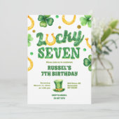 Glitter Lucky Seven St Patrick Verjaardag Kaart (Staand voorkant)