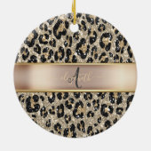 Glitter Luipaard Patroon Monogram Keramisch Ornament (Achterkant)