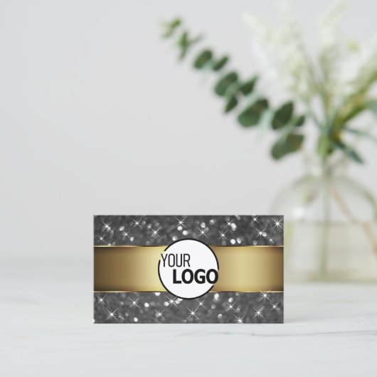Glitter Luminous Stars Logo Modern Visitekaartje (Staand voorkant)