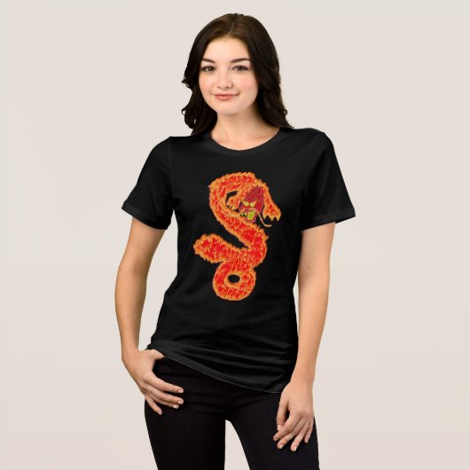 Glitter Lunar Nieuwjaar van de Draak Tri-Blend Shirt (Voorkant volledig)