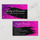 Glitter Luxe Roze Lichtgevend Visitekaartje (Voorkant / Achterkant)