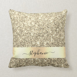 Glitter Luxury met persoonlijke naam Gold Metallic Kussen