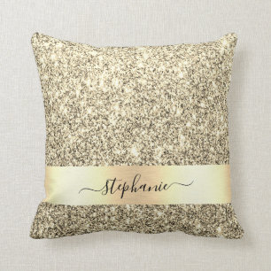 Glitter Luxury met persoonlijke naam Gold Metallic Kussen