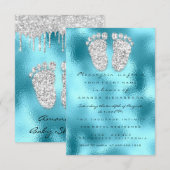 Glitter maakt blauw grijs babyjongetje met schoude kaart (Voorkant / Achterkant)