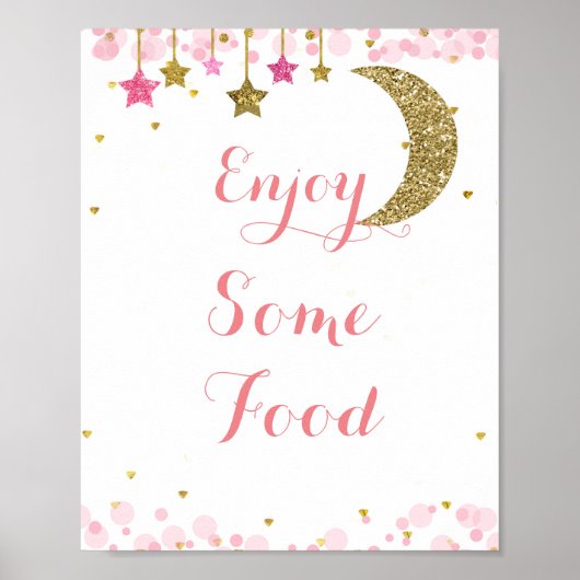 Glitter maan Geniet van het eten bord Poster (Voorkant)