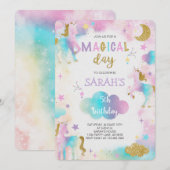 Glitter magische eenhoorn verjaardag kaart (Voorkant / Achterkant)