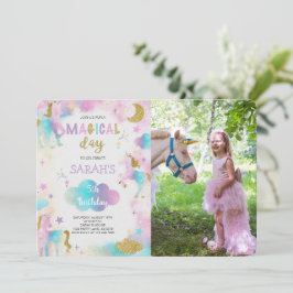 Glitter Magische Eenhoorn Verjaardagsfoto Kaart