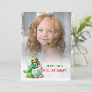 Glitter magische zeemeermin 6e verjaardag foto kaart