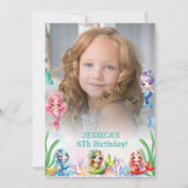 Glitter magische zeemeermin 6e verjaardag foto kaart (Voorkant)