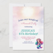 Glitter magische zeemeermin 6e verjaardag foto kaart (Achterkant)