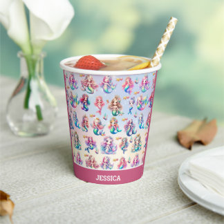 Glitter Magische Zeemeermin Verjaardag onder het Z Papieren Bekers