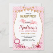Glitter make keup verjaardagsuitnodiging kaart (Voorkant)
