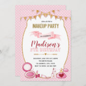 Glitter make keup verjaardagsuitnodiging kaart (Voorkant / Achterkant)