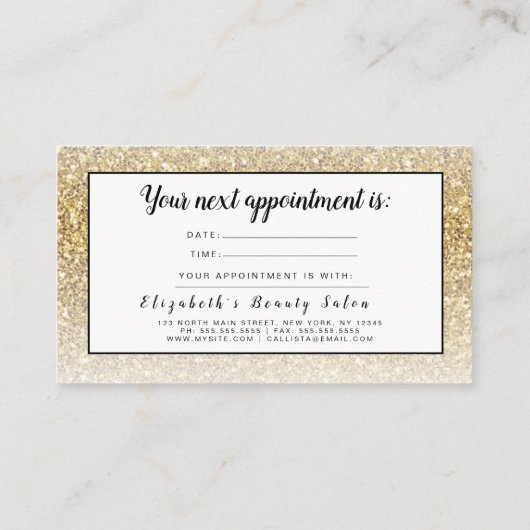 Glitter Make-up Artiest Haarsalon Afspraakkaart Visitekaartje (Achterkant)