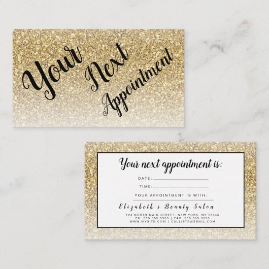 Glitter Make-up Artiest Haarsalon Afspraakkaart Visitekaartje (Voorkant / Achterkant)