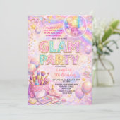 Glitter Make-up Disco Glam Kinderverjaardagsfeestj Kaart (Staand voorkant)
