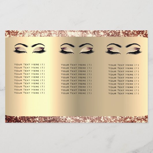 Glitter Make-up Ogen Wimper Haar Roos DL 3 Folder (Achterkant)