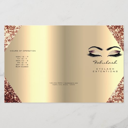 Glitter Make-up Ogen Wimper Haar Roos Prijslijst Flyer (Voorkant)