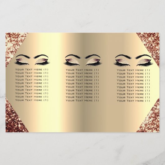 Glitter Make-up Ogen Wimper Haar Roos Prijslijst Flyer (Achterkant)
