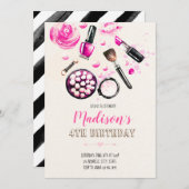 Glitter make-up uitnodiging (Voorkant / Achterkant)