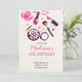 Glitter make-up-uitnodiging kaart (Staand voorkant)