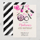 Glitter make-up-uitnodiging kaart (Voorkant / Achterkant)