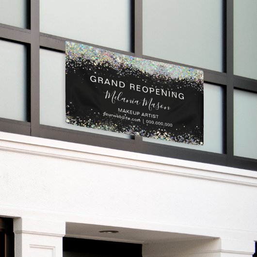 Glitter Makeup Artist Black Elegant Spandoek (Buitenkant Gebouw)