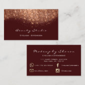 Glitter Makeup Artist Blogger Lash Copper Burgundy Visitekaartje (Voorkant / Achterkant)