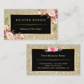 Glitter Makeup Artist Hair Salon Floral Wrap Visitekaartje (Voorkant / Achterkant)