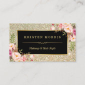 Glitter Makeup Artist Hair Salon Floral Wrap Visitekaartje (Voorkant)