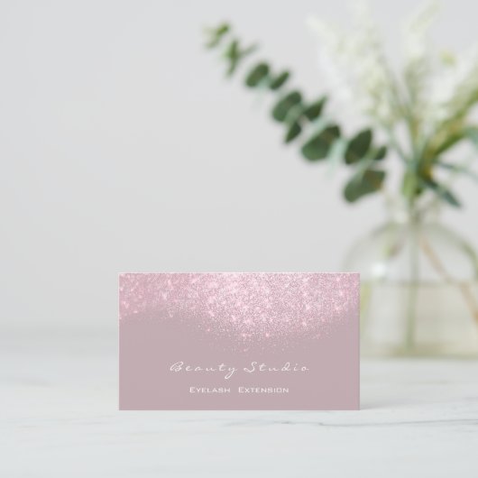 Glitter Makeup Artist Stylist Lash Mauve Pink Grey Visitekaartje (Staand voorkant)