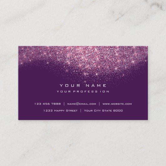 Glitter Makeup Artist Stylist Mode Roze Paars Visitekaartje (Voorkant)