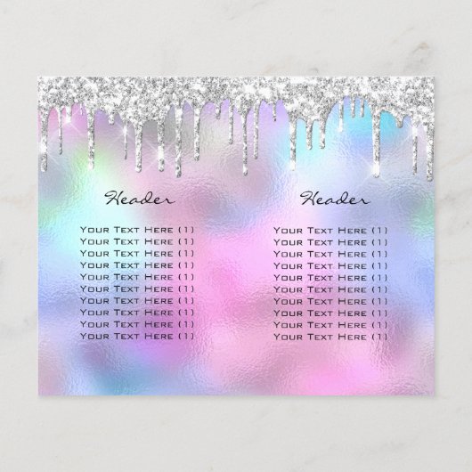 Glitter Makeup Eye Lash Printers Roze Flyer (Achterkant)