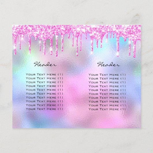 Glitter Makeup Eye Lash Printers Roze Flyer (Achterkant)