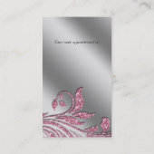 Glitter Makeup Salon Elegant Pink Silver Leaf Afsprakenkaartje (Achterkant)
